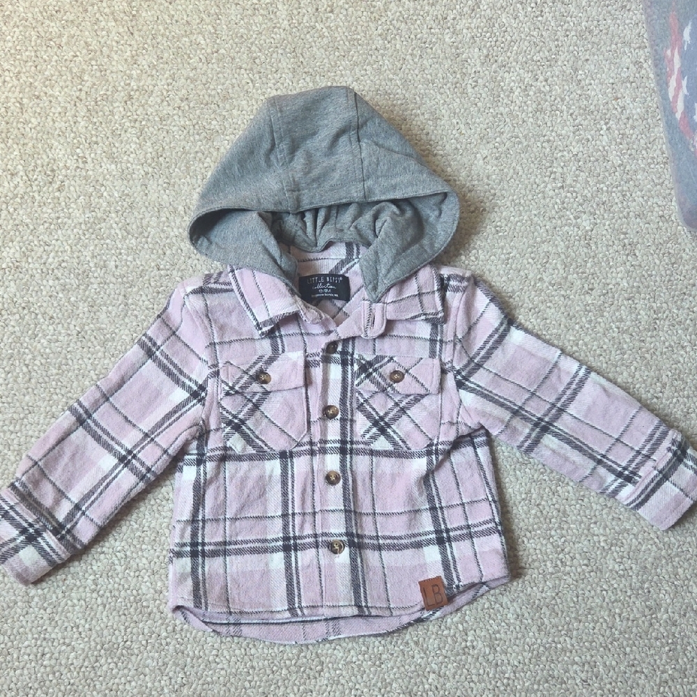 Little Bipsy Purple Plaid Jacket with Gray Hood